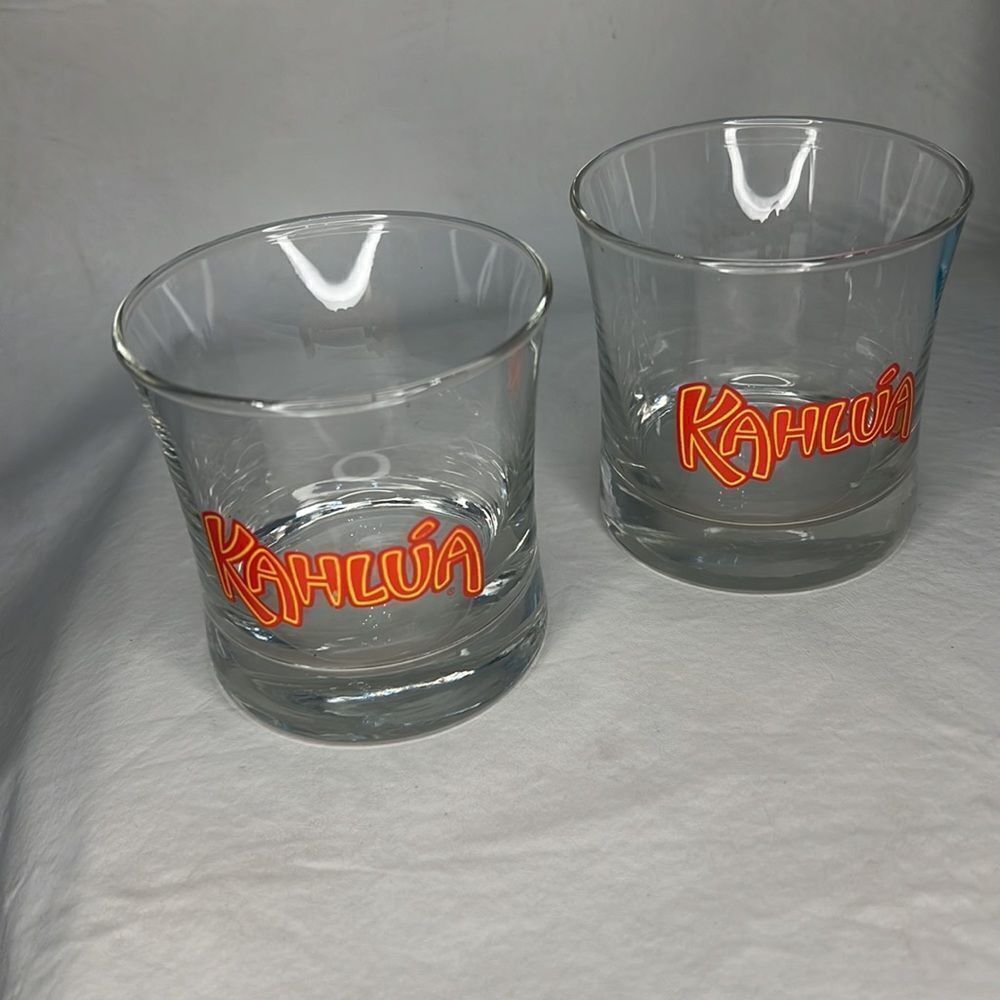 Kahlua Rocks Glasses 10 Oz Each 3 1/2 In Tall 3 1/2 In Round Set 2 Bar Cocktail - Picture 2 of 6